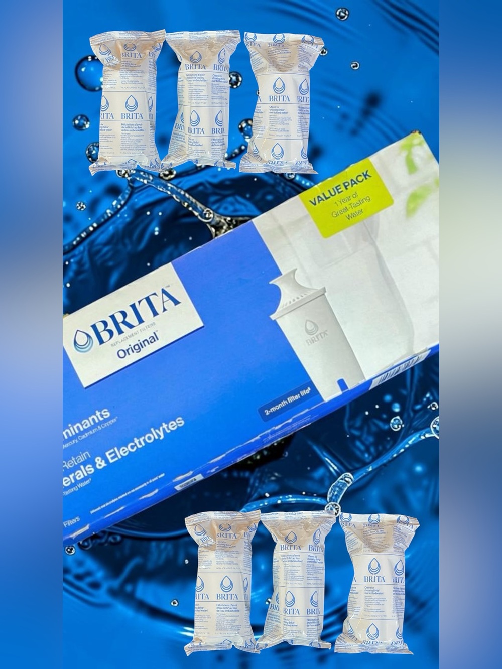 BRITA Original Replacement Filters Value Pack 6-ct Water Reduce Contaminants NEW - Picture 1 of 6